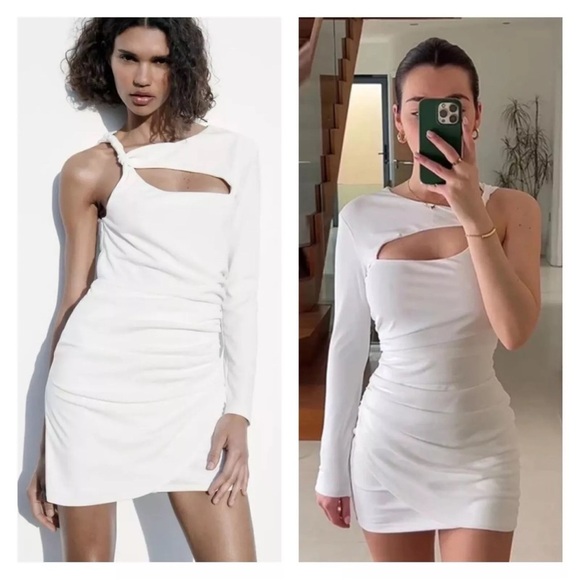 ZARA TWISTED ASYMMETRIC DRESS SIZE M - Picture 1 of 16